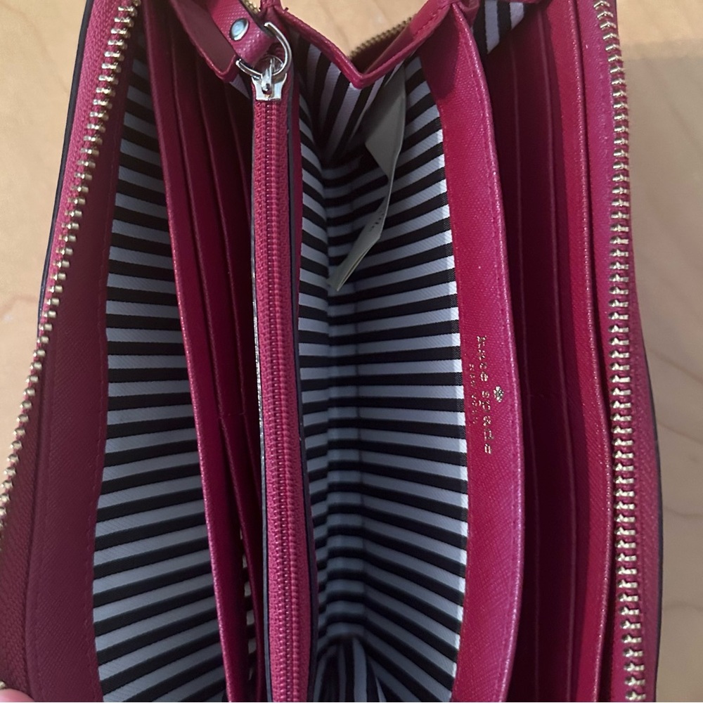 Kate Spade Raspberry Leather Wallet Sleek Design - Picture 8 of 11